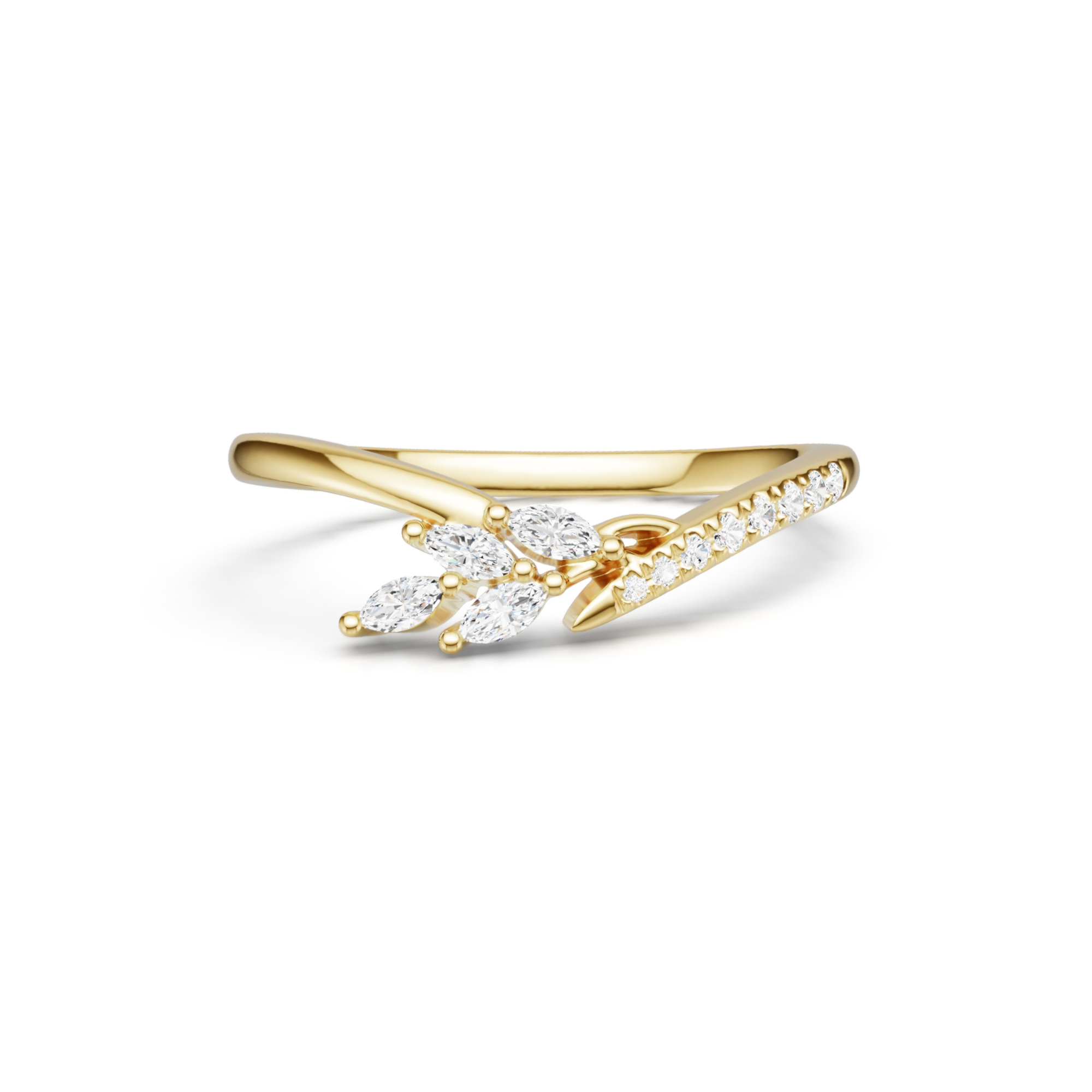 Moissanite Multi Shaped Wedding Band Asymmetric Stack Ring