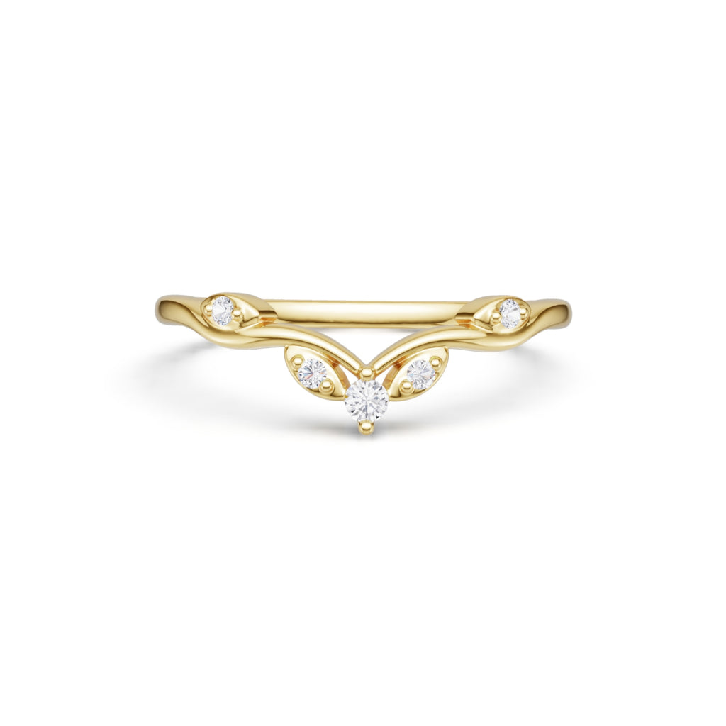 Moissanite Curved Wedding Band Unique Stacking Ring