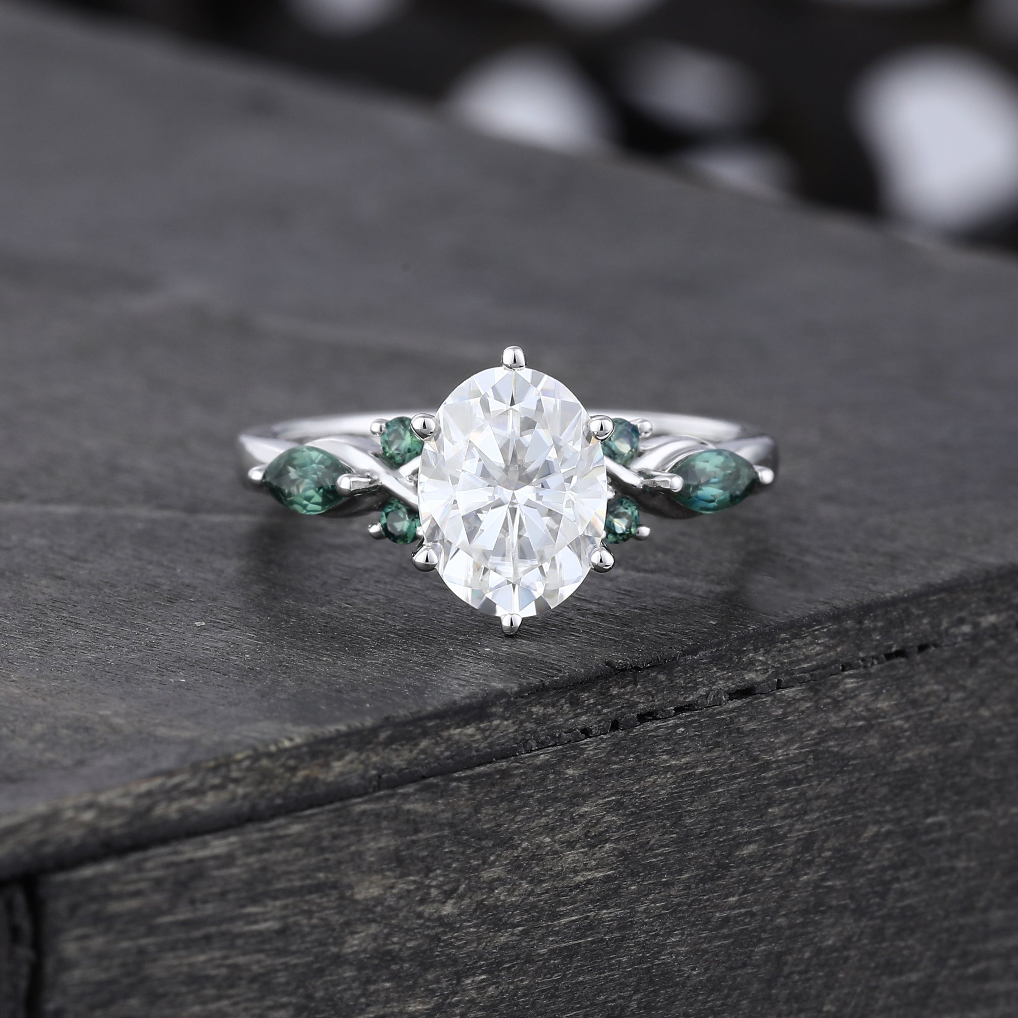 Oval Cut Moissanite Engagement Ring Unique Vintage Ring For Women