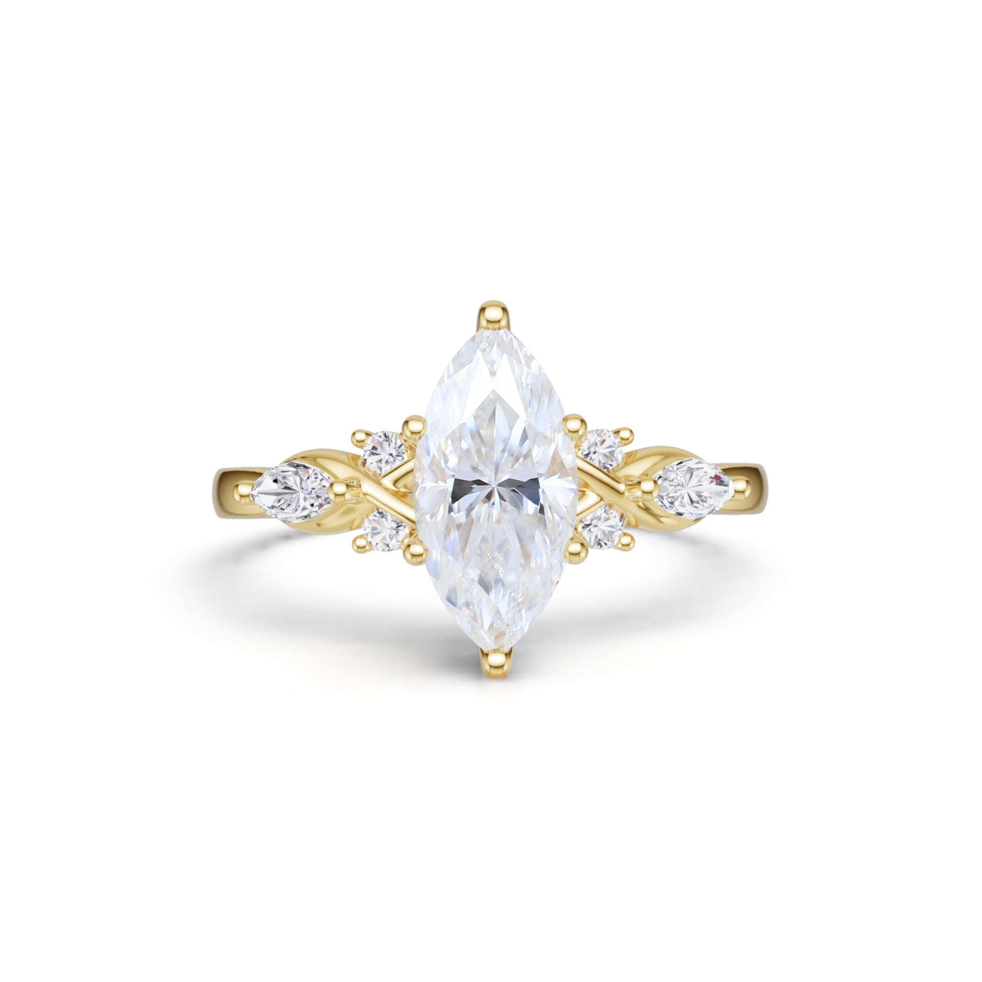 Marquise Cut Moissanite Art Deco Engagement Ring For Women