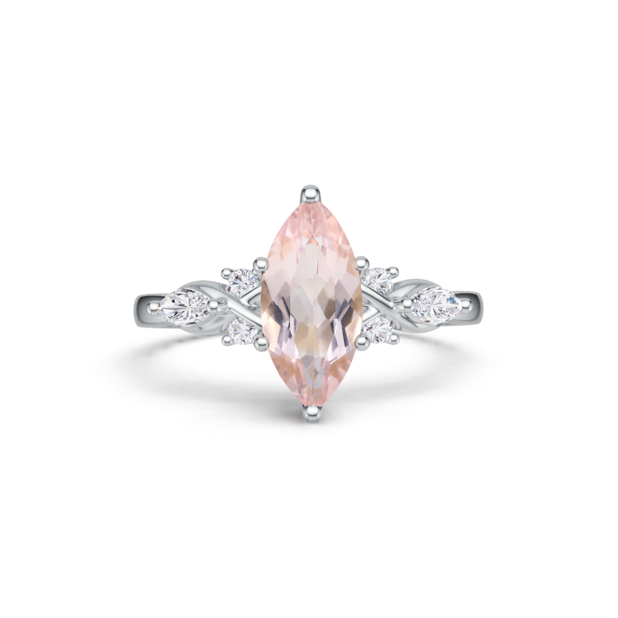 1CT Marquise Cut Morganite Art Deco Engagement Ring