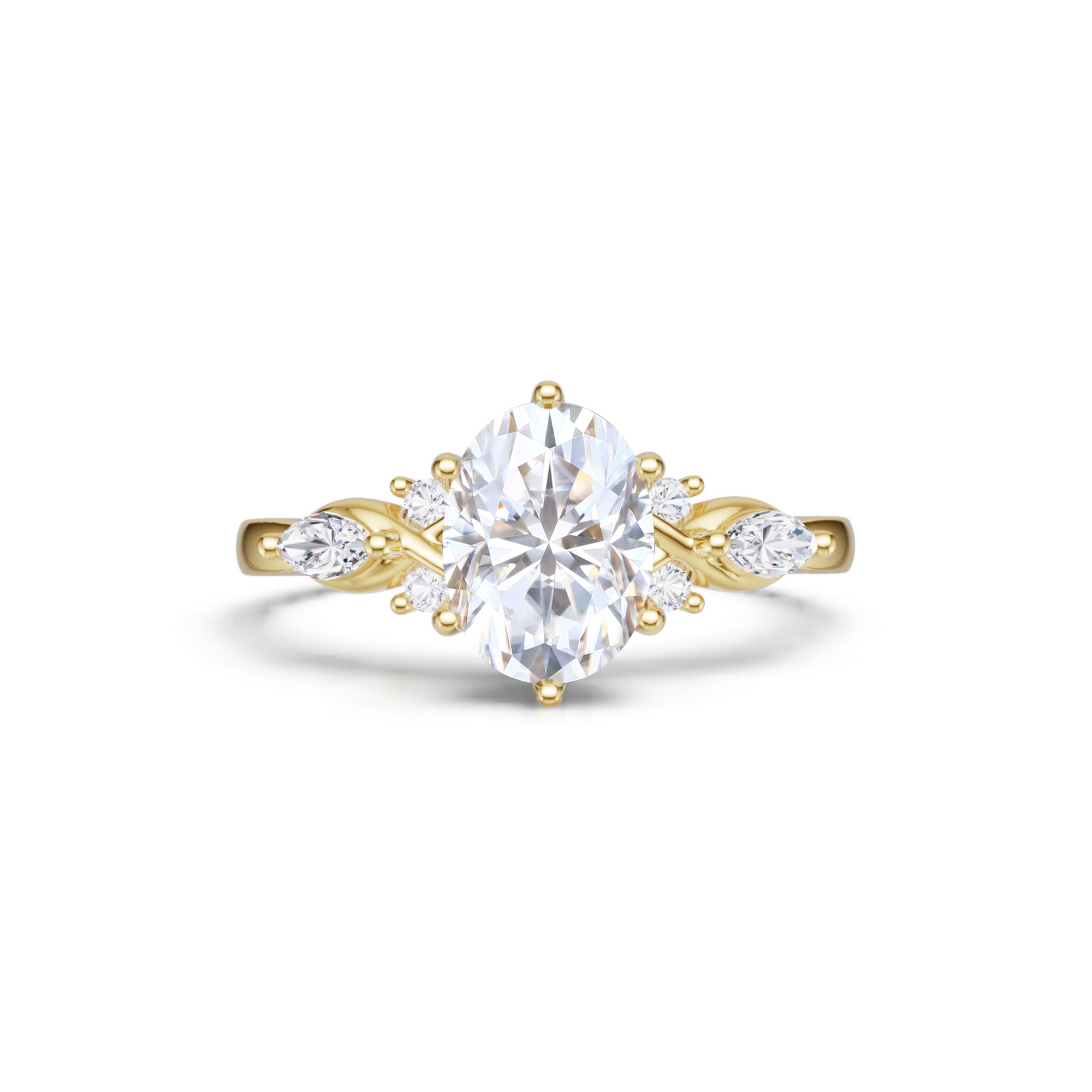 Oval Cut Moissanite Engagement Ring Unique Vintage Ring for Women