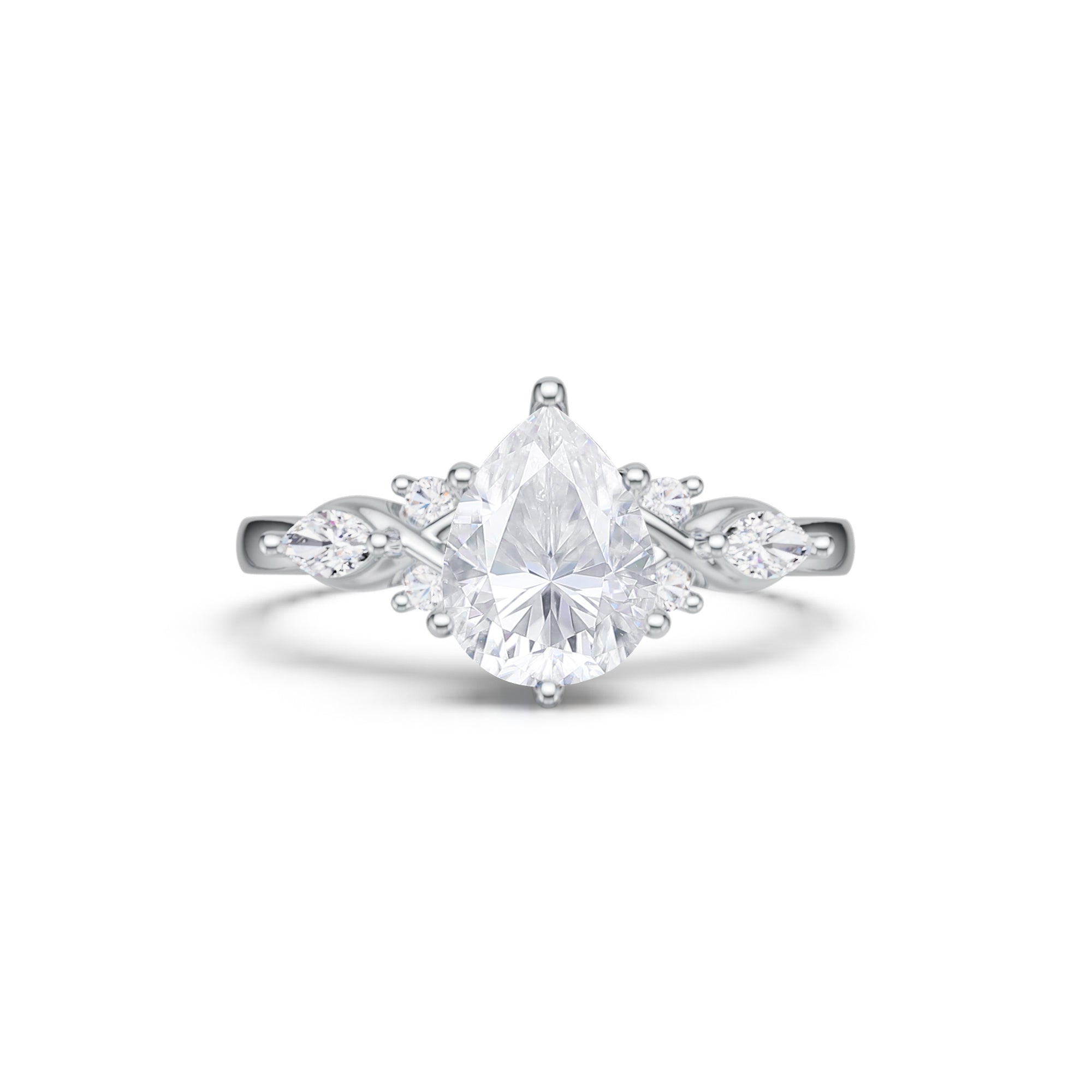 Pear Cut Moissanite Art Deco Engagement Ring For Women