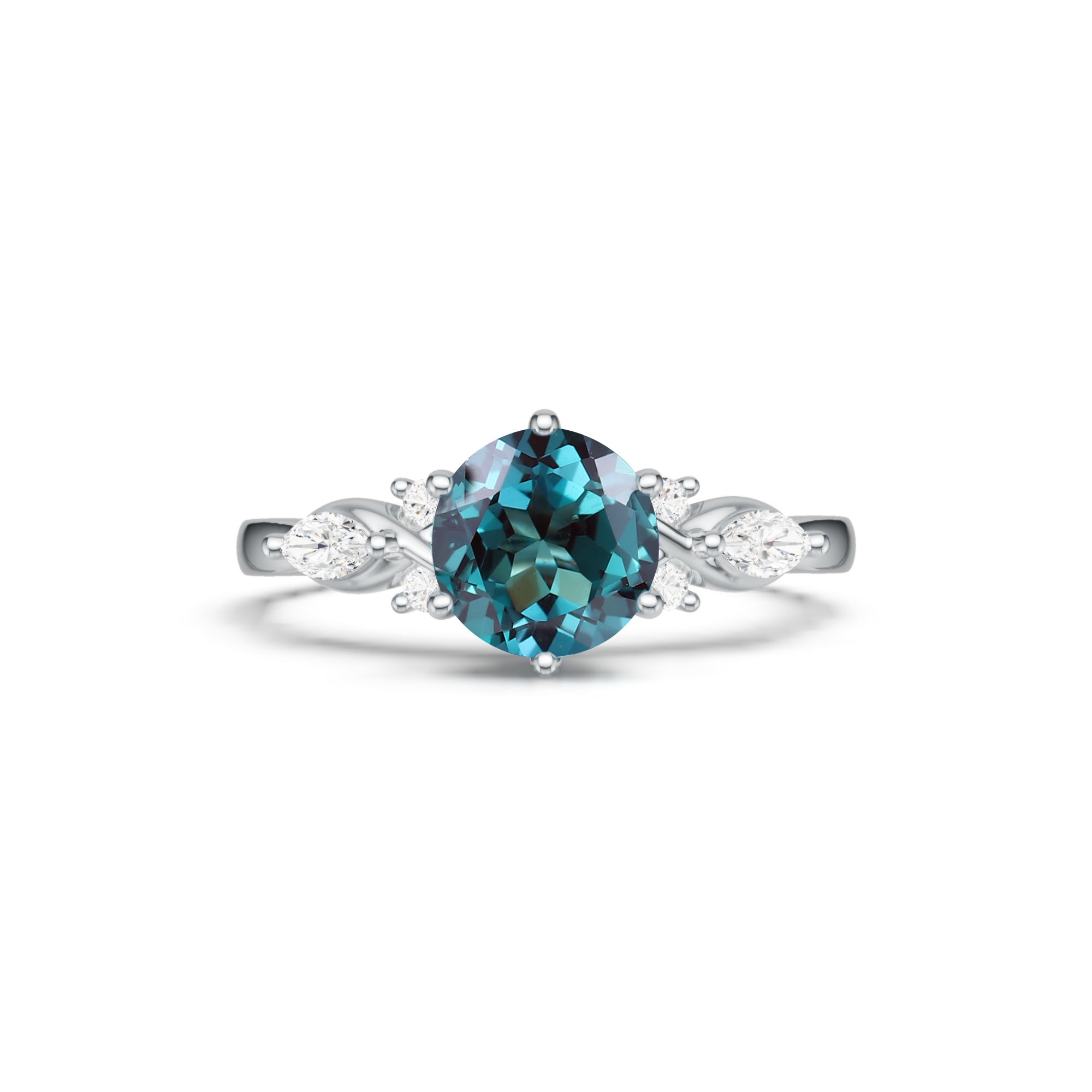 Round Alexandrite Art Deco Engagement Ring