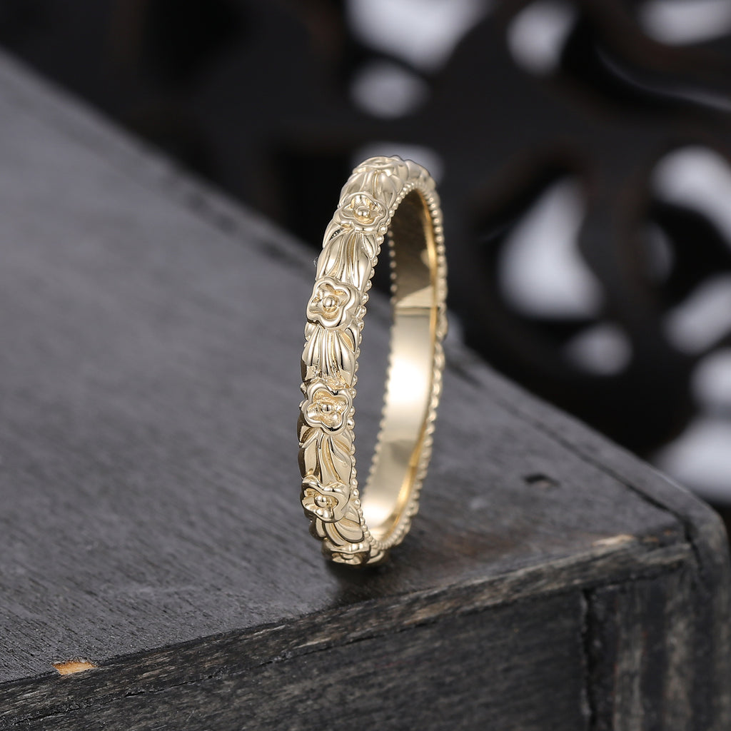 Unique Flower Antique Ring Delicate Woman Ring