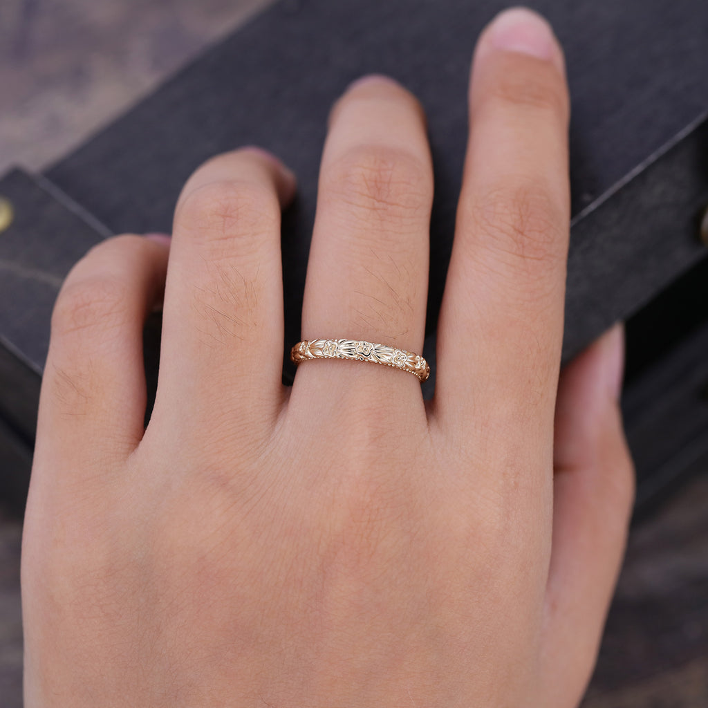 Unique Flower Antique Ring Delicate Woman Ring