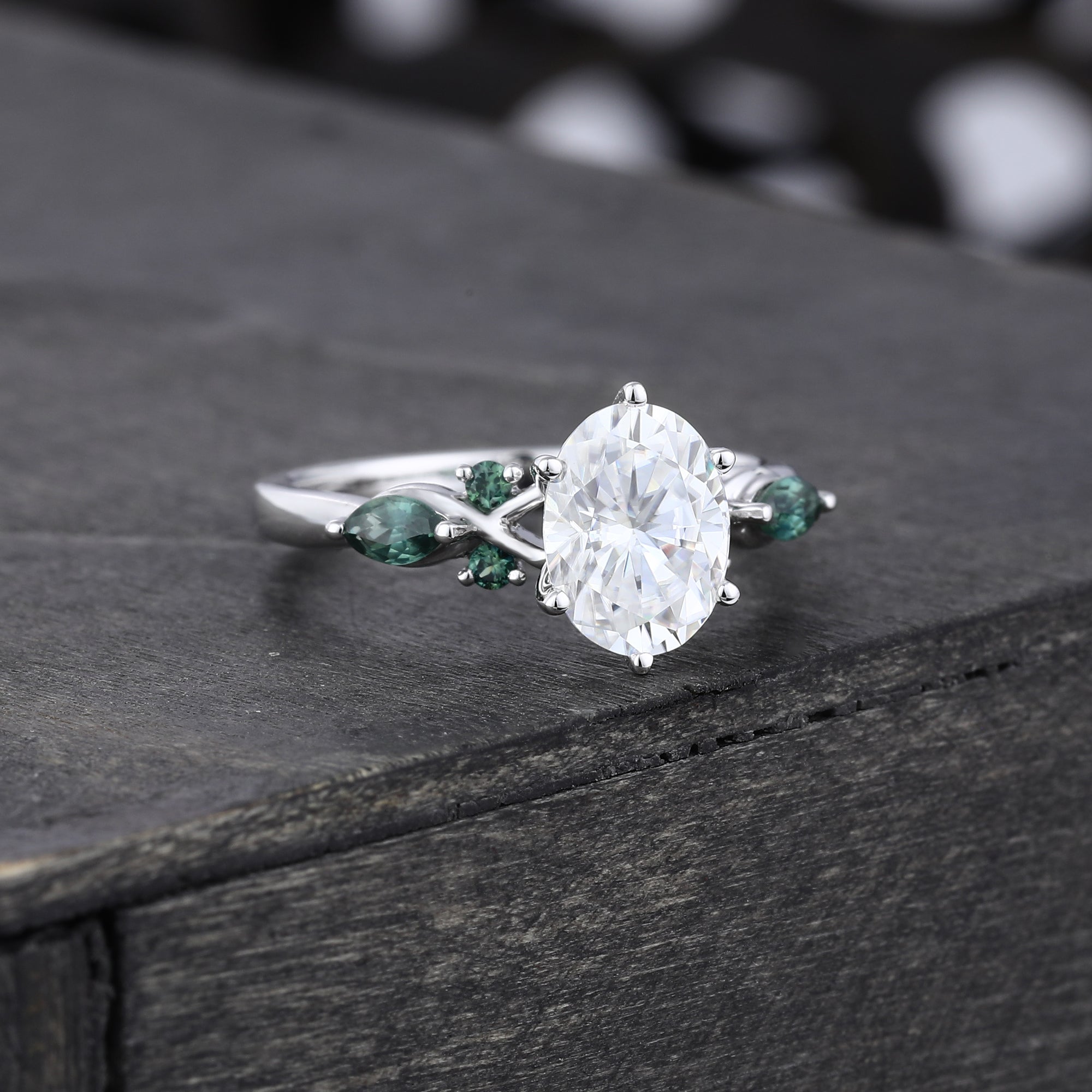 Oval Cut Moissanite Engagement Ring Unique Vintage Ring For Women