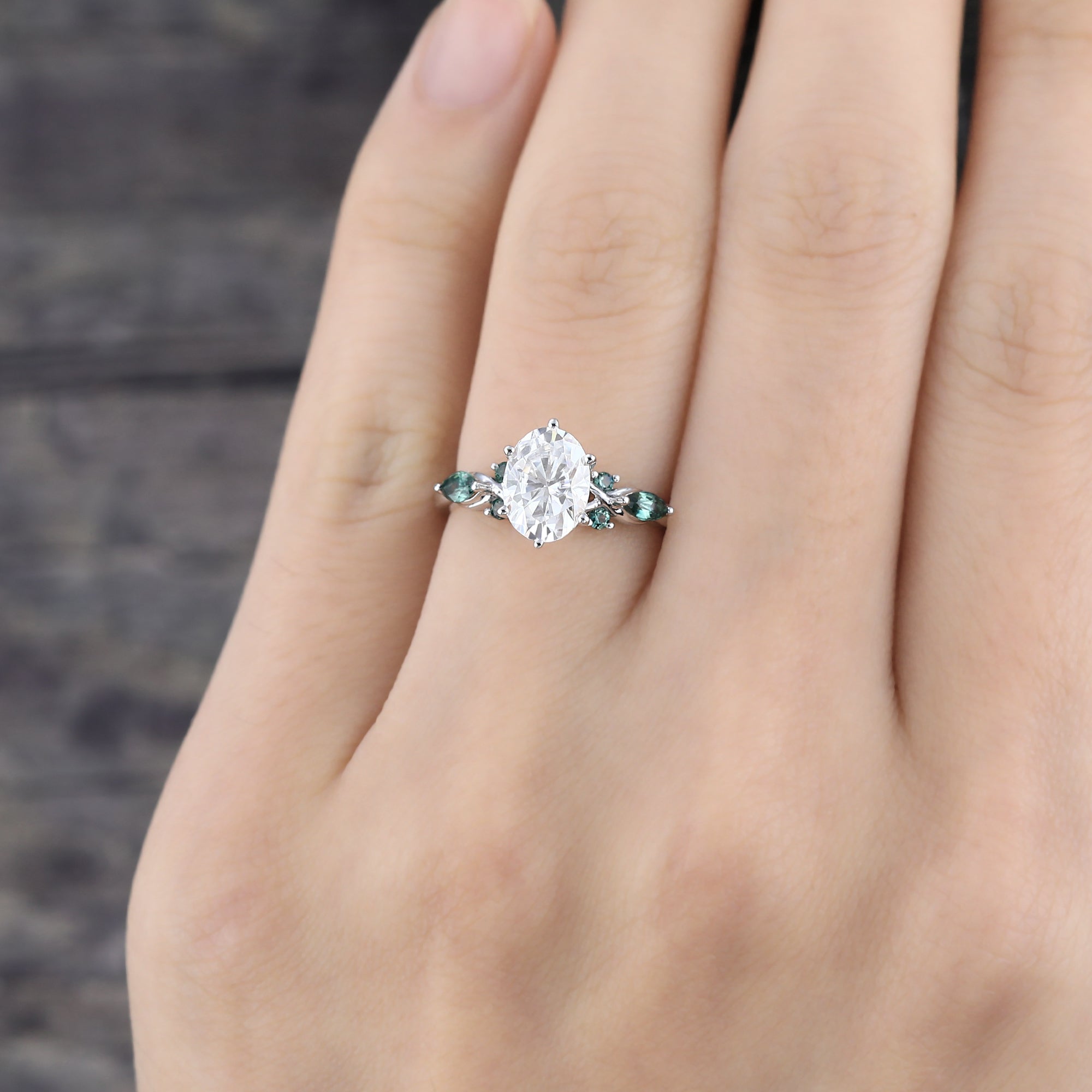Oval Cut Moissanite Engagement Ring Unique Vintage Ring For Women