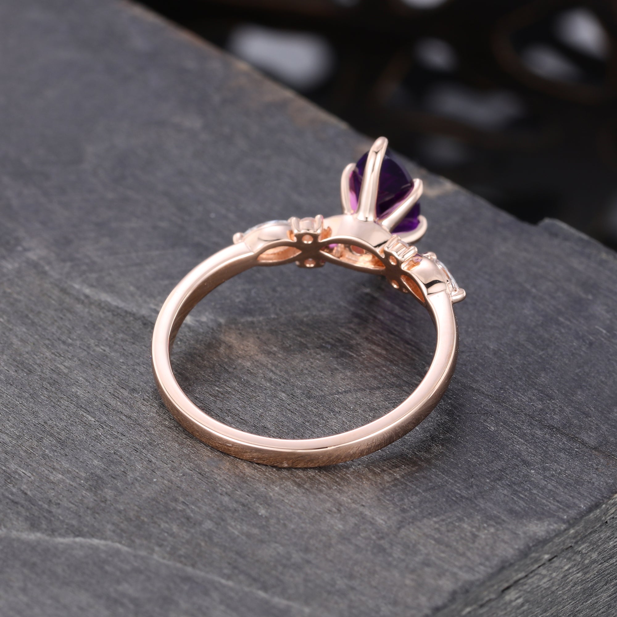 Marquise Cut Amethyst Engagement Ring February Birthstone Ring
