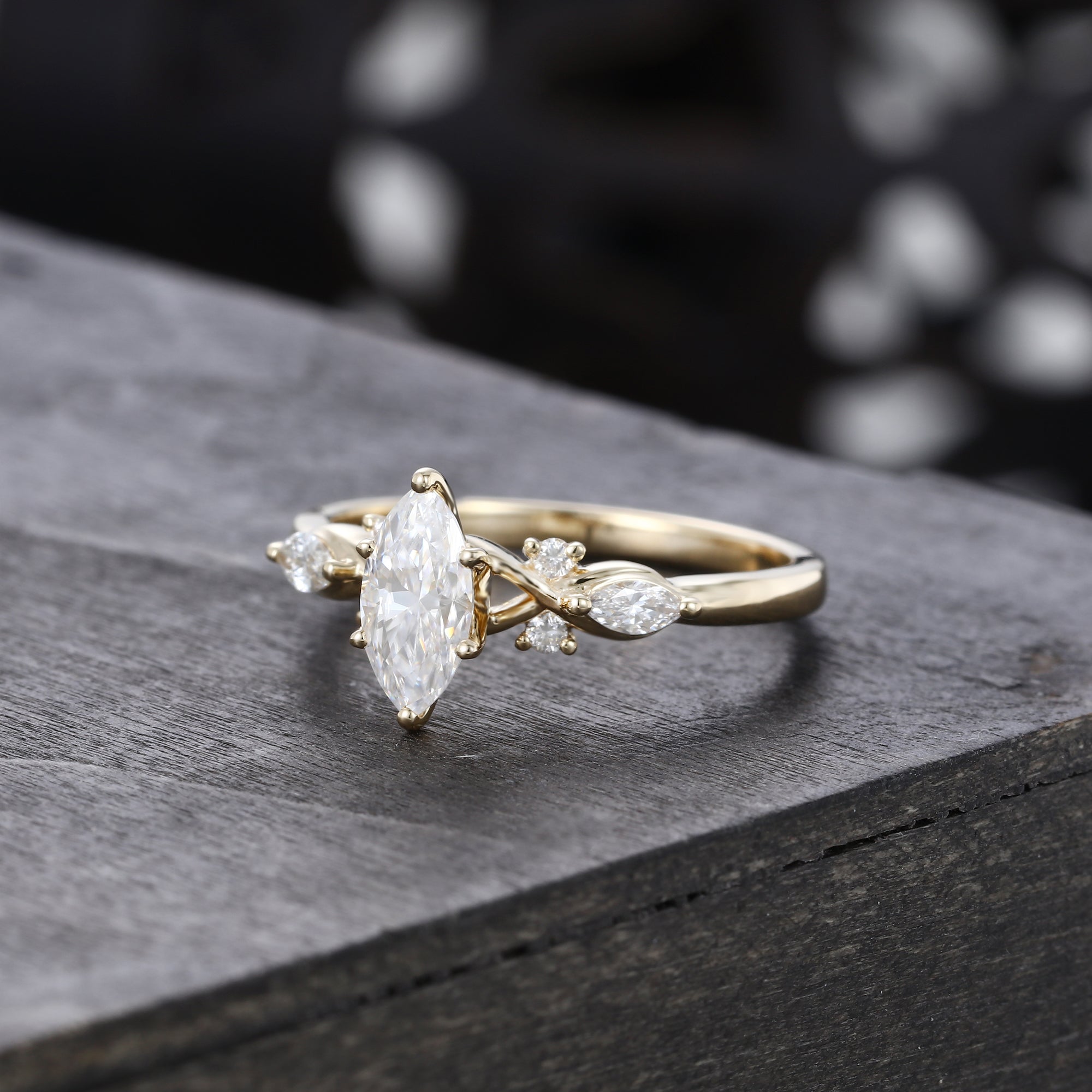 Marquise Cut Moissanite Art Deco Engagement Ring For Women