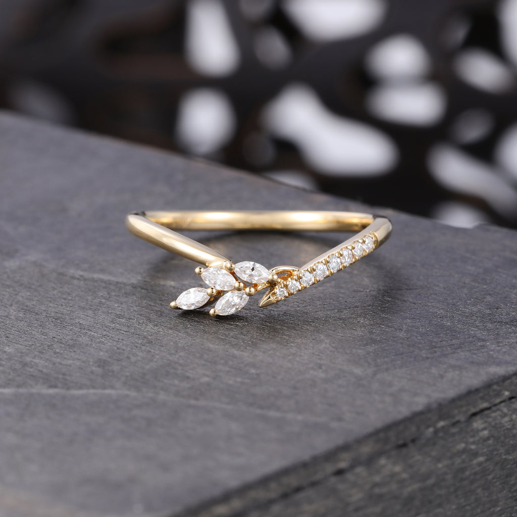 Moissanite Multi Shaped Wedding Band Asymmetric Stack Ring