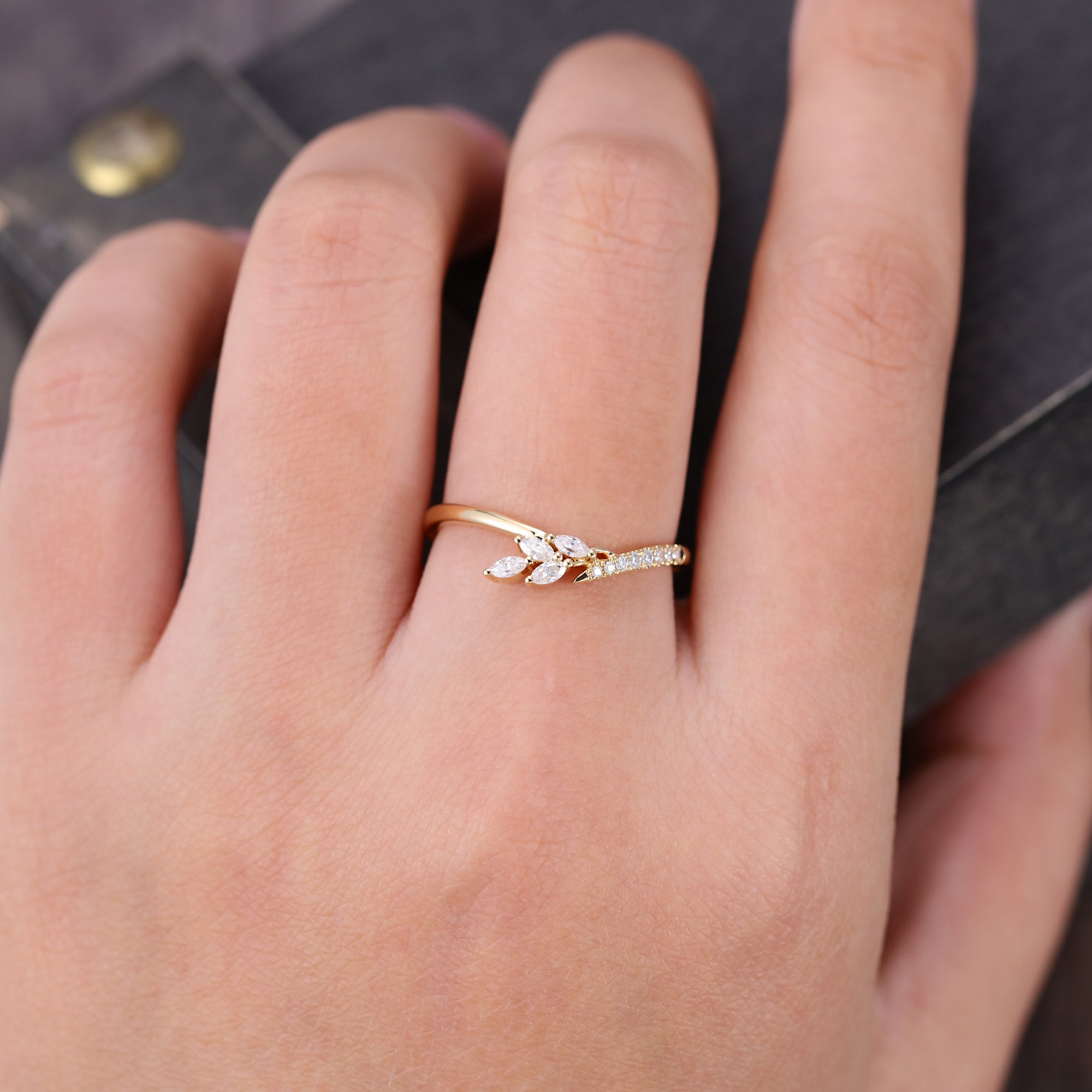 Moissanite Multi Shaped Wedding Band Asymmetric Stack Ring