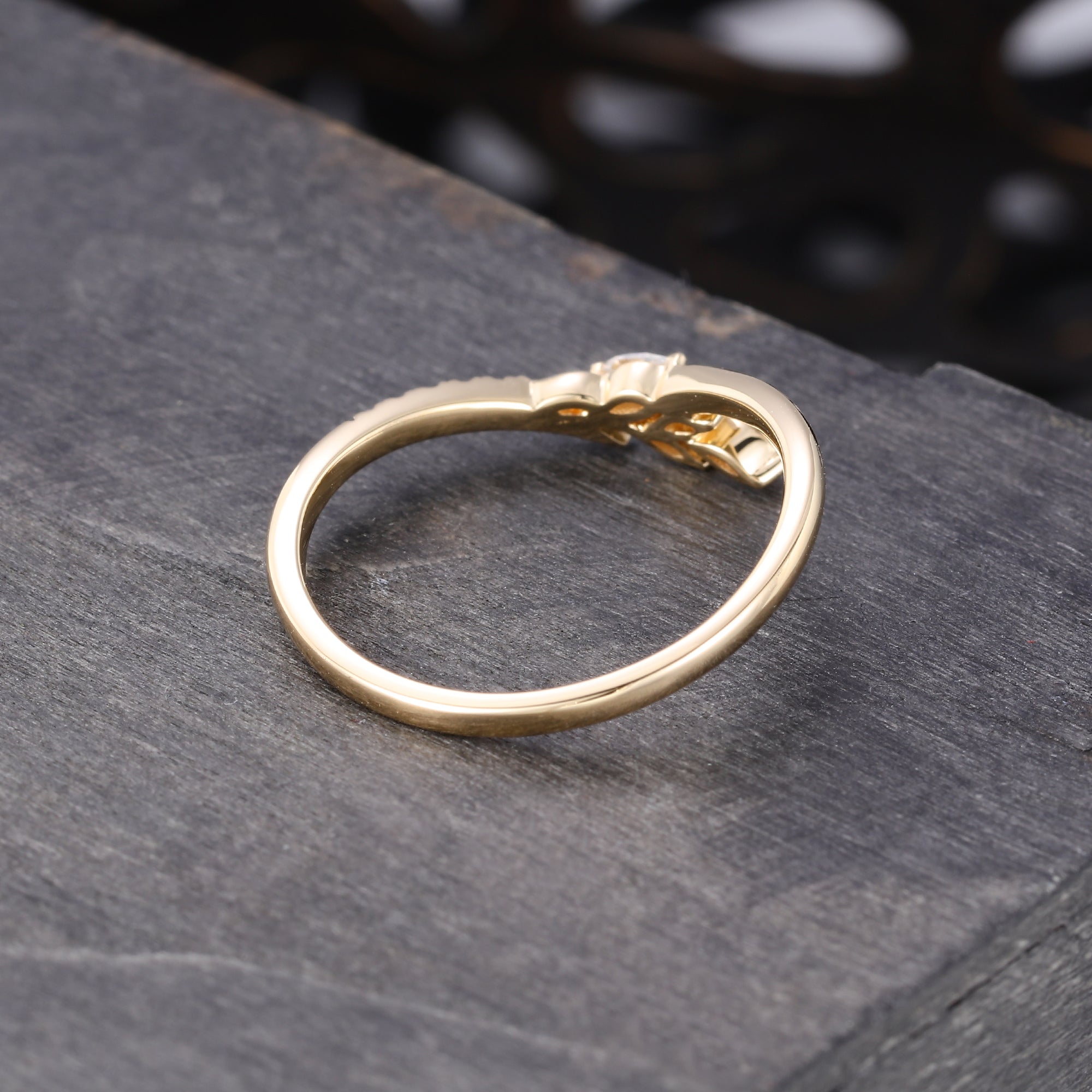 Moissanite Multi Shaped Wedding Band Asymmetric Stack Ring