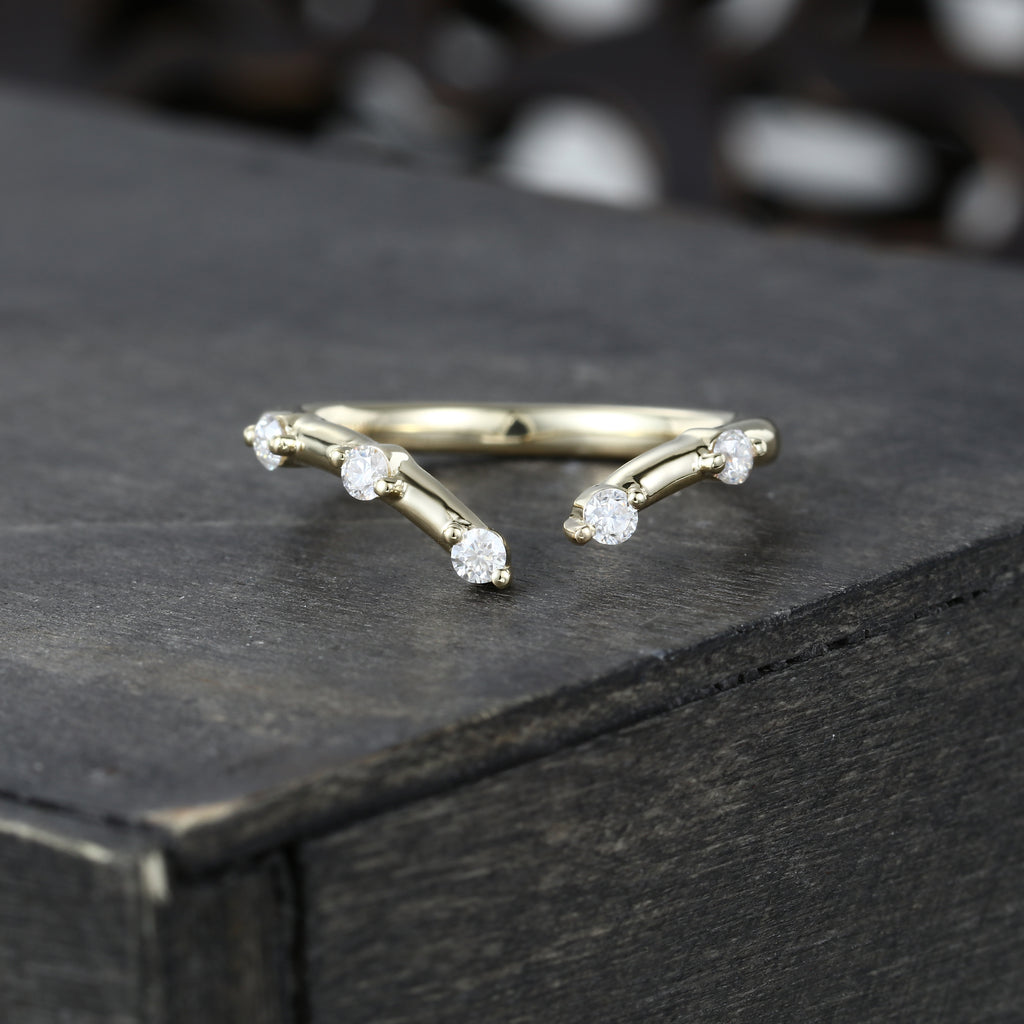 Moissanite Wedding Band Open Stacking Ring