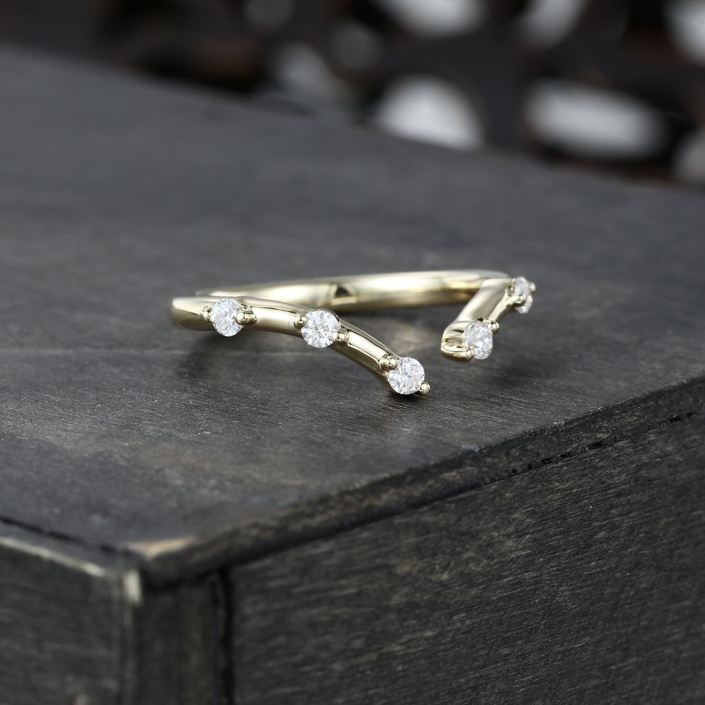 Moissanite Wedding Band Open Stacking Ring