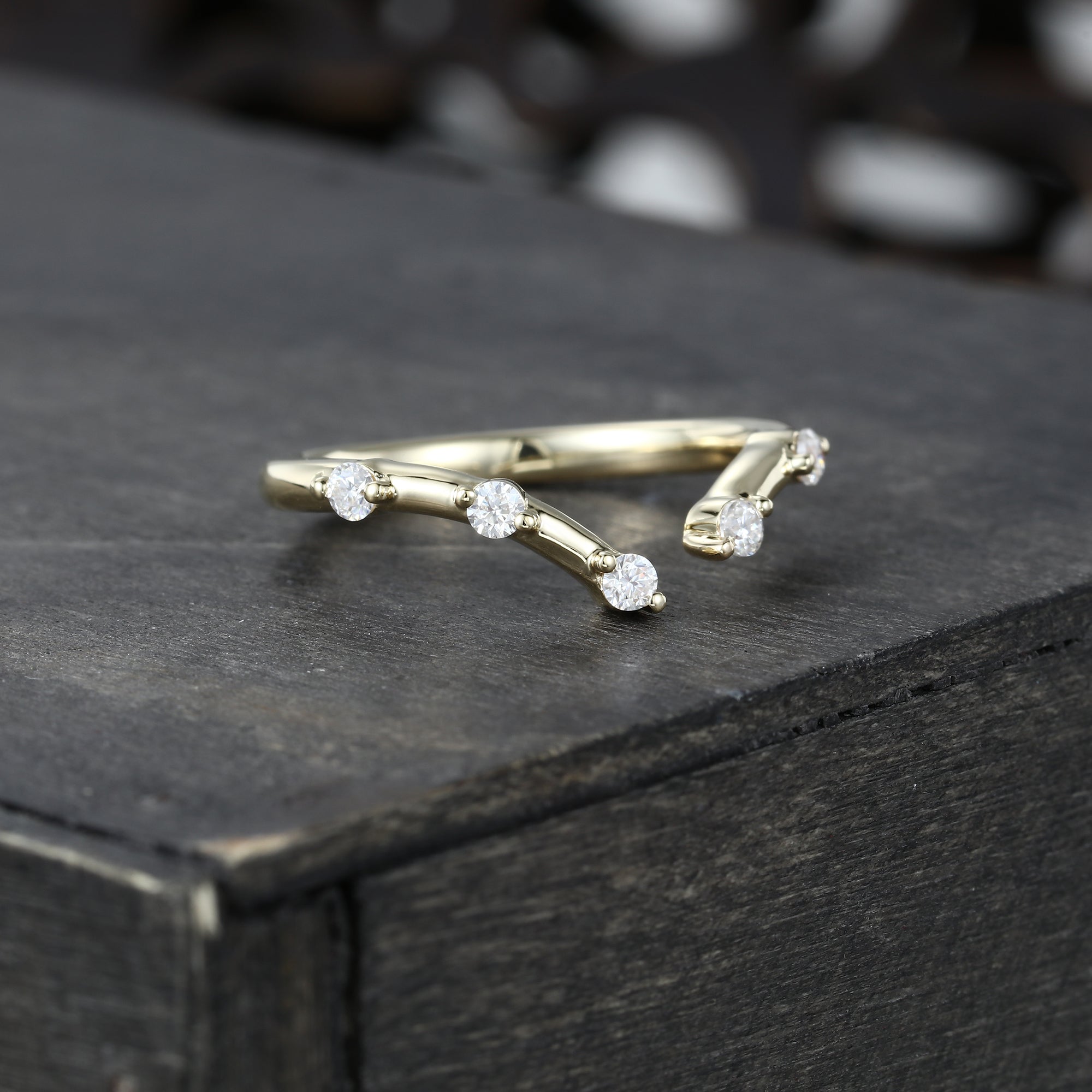 Moissanite Wedding Band Open Stacking Ring