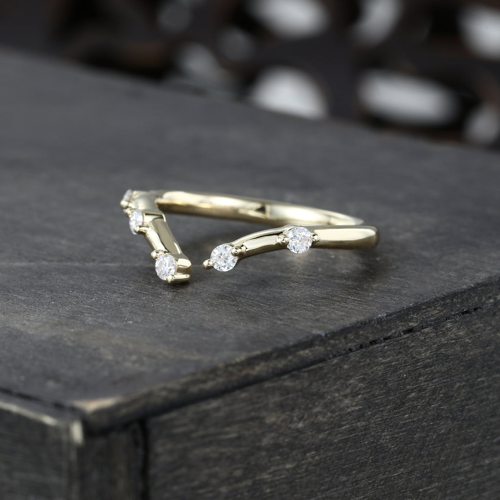 Moissanite Wedding Band Open Stacking Ring
