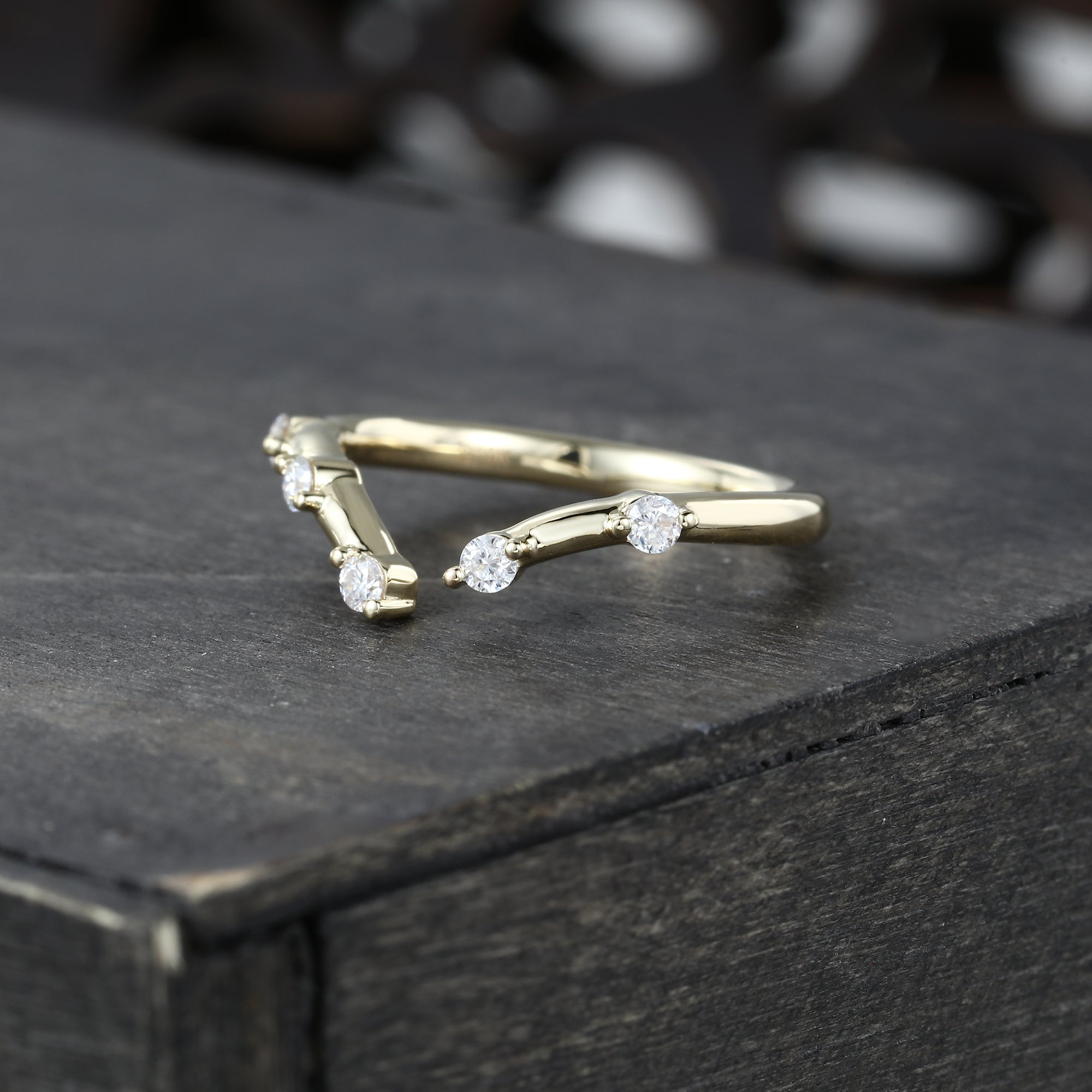 Moissanite Wedding Band Open Stacking Ring