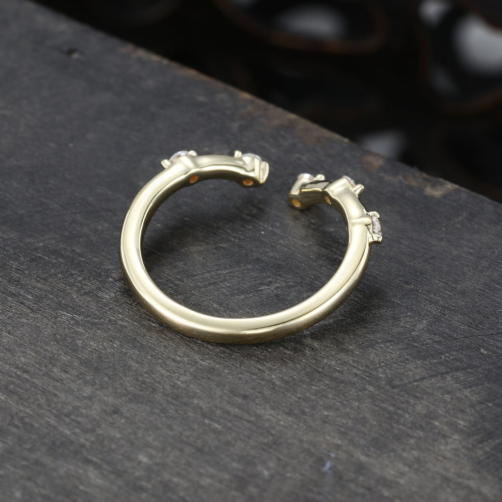 Moissanite Wedding Band Open Stacking Ring