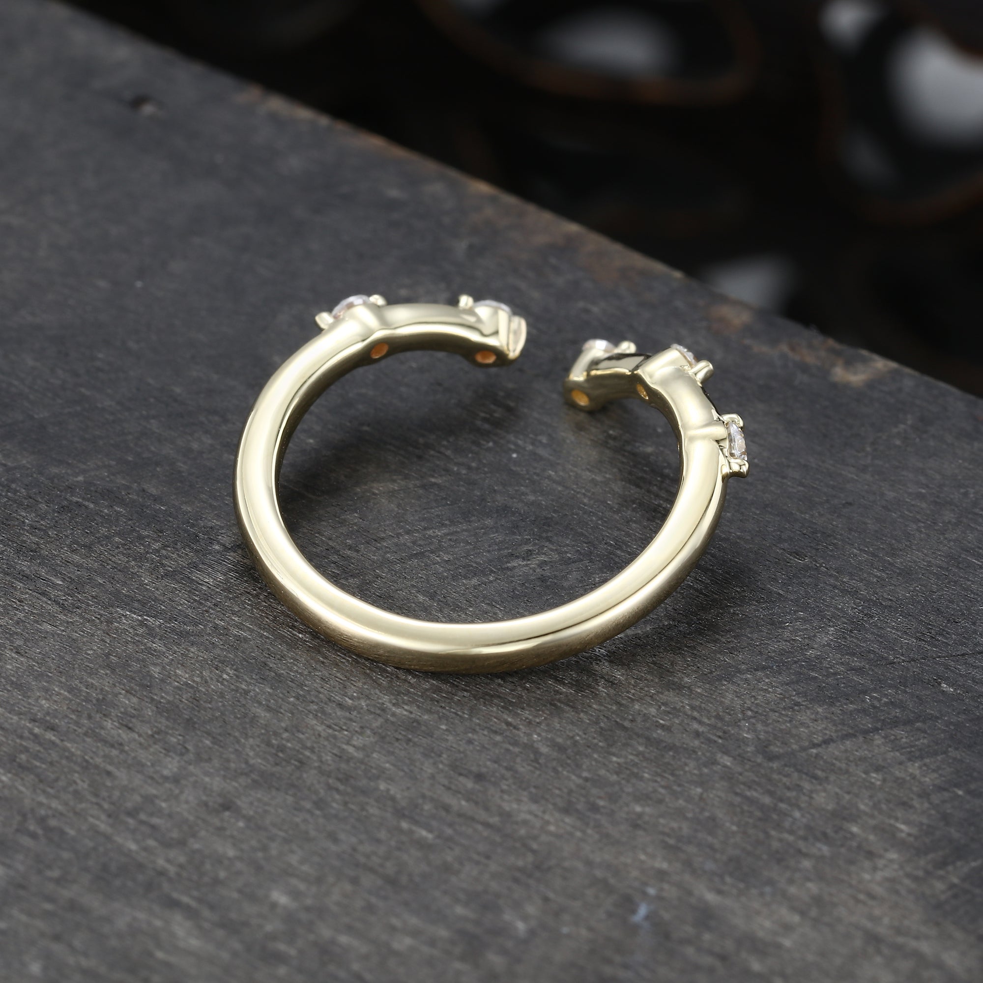 Moissanite Wedding Band Open Stacking Ring
