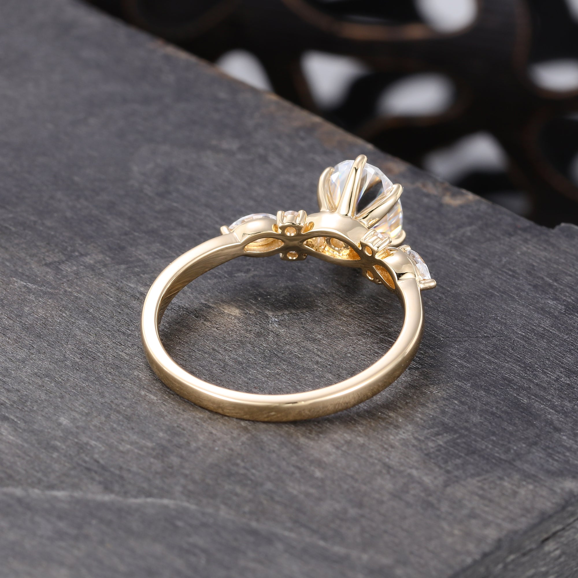 Oval Cut Moissanite Engagement Ring Unique Vintage Ring for Women
