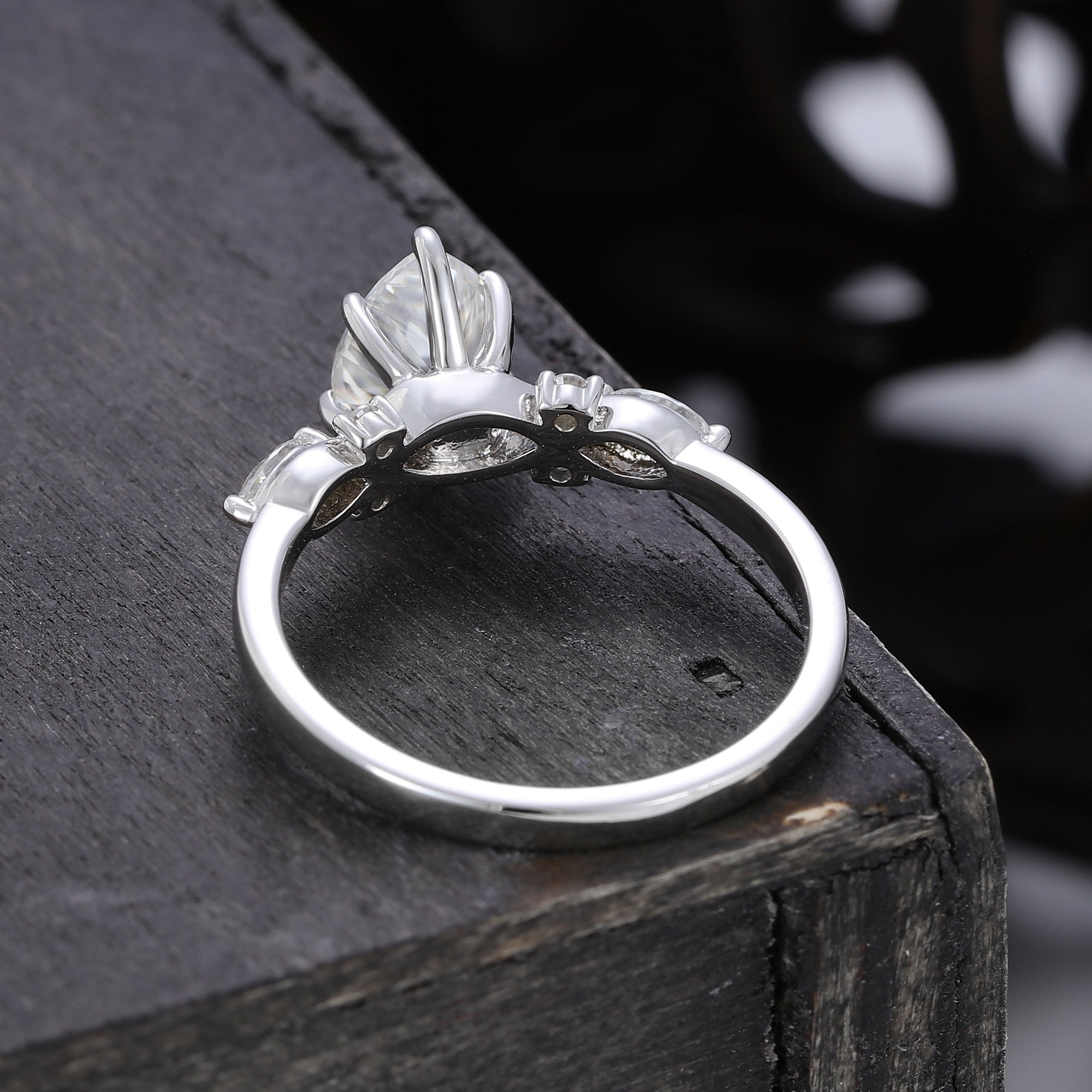 Pear Cut Moissanite Art Deco Engagement Ring For Women