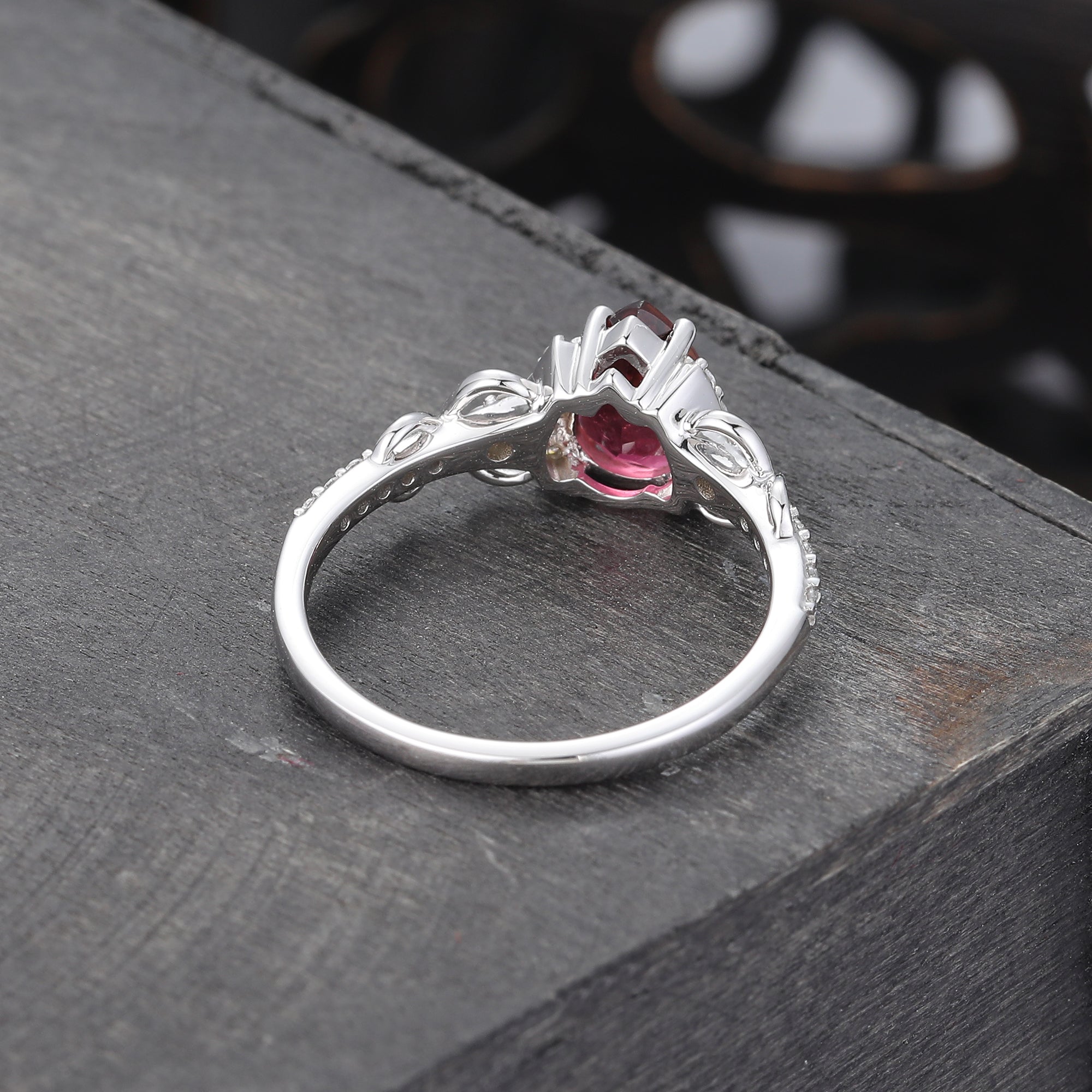 Pear Cut Ruby Infinity Pavé Engagement Ring
