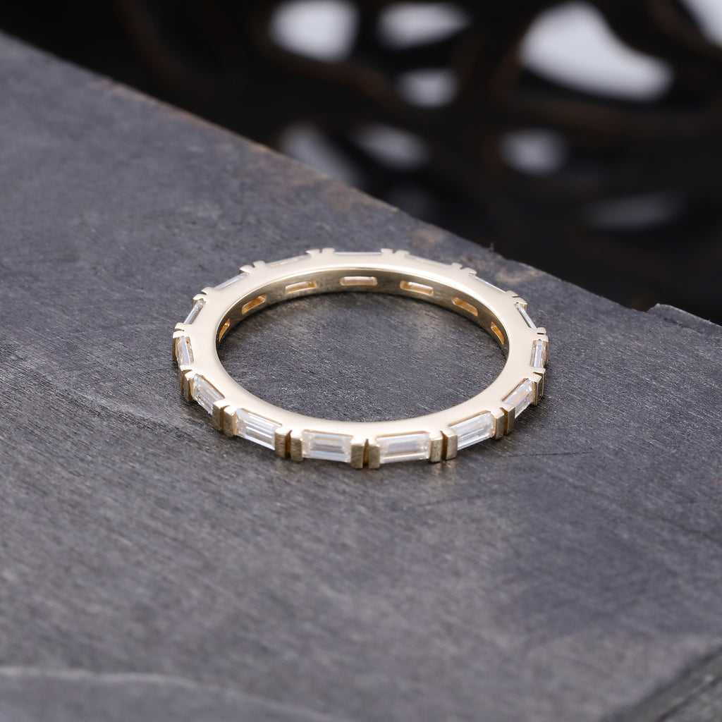 Baguette Cut Bar Set Moissanite Eternity Wedding Band