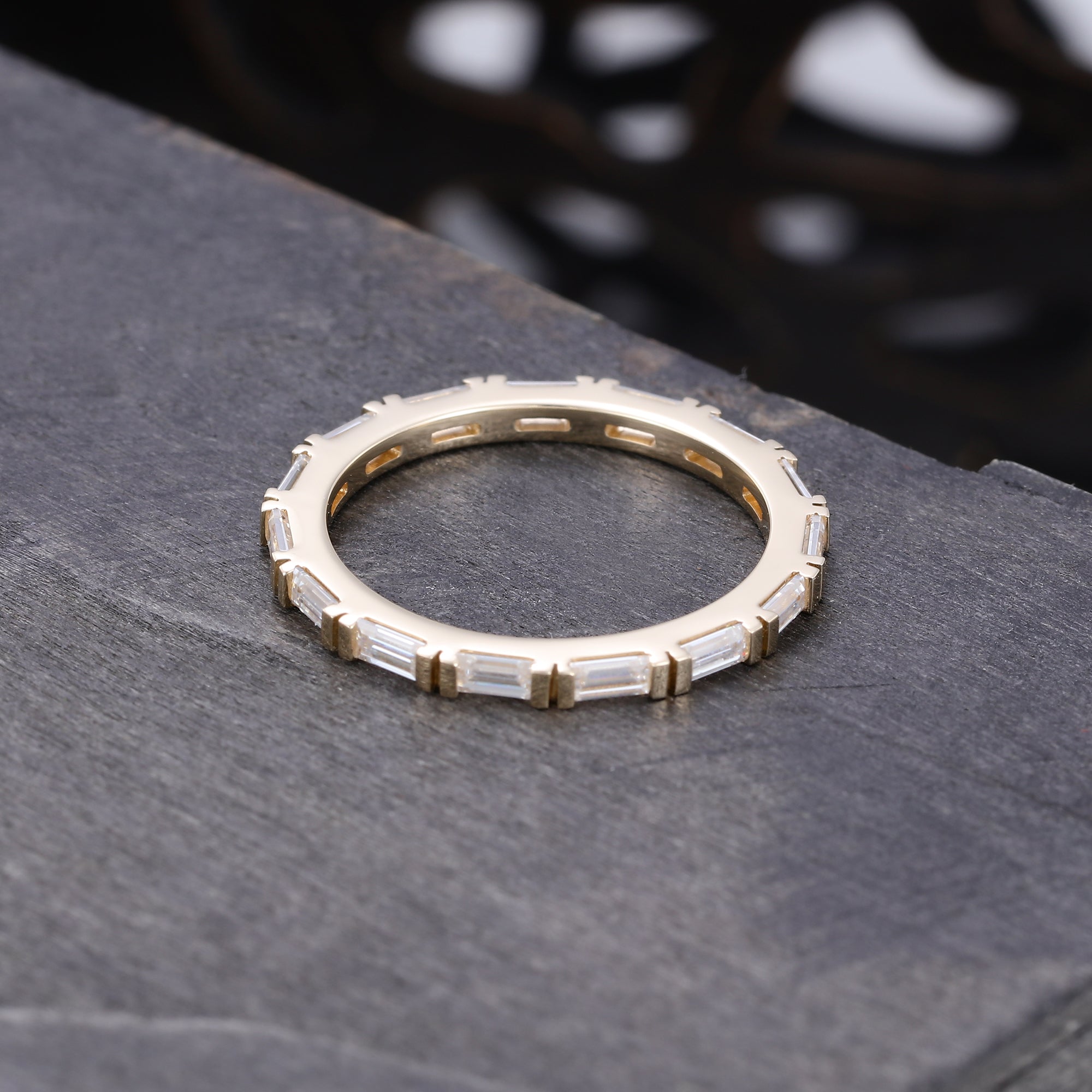 Baguette Cut Bar Set Moissanite Eternity Wedding Band