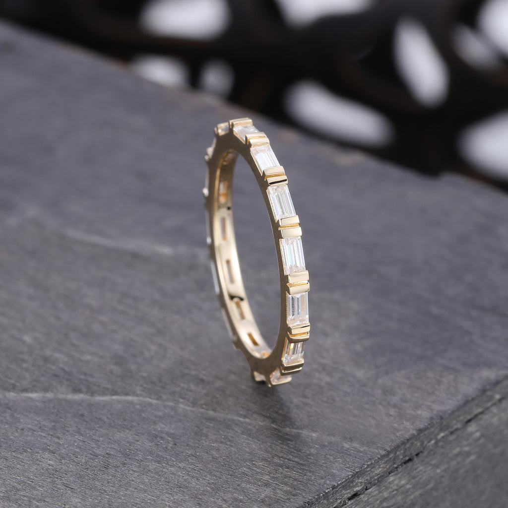 Baguette Cut Bar Set Moissanite Eternity Wedding Band