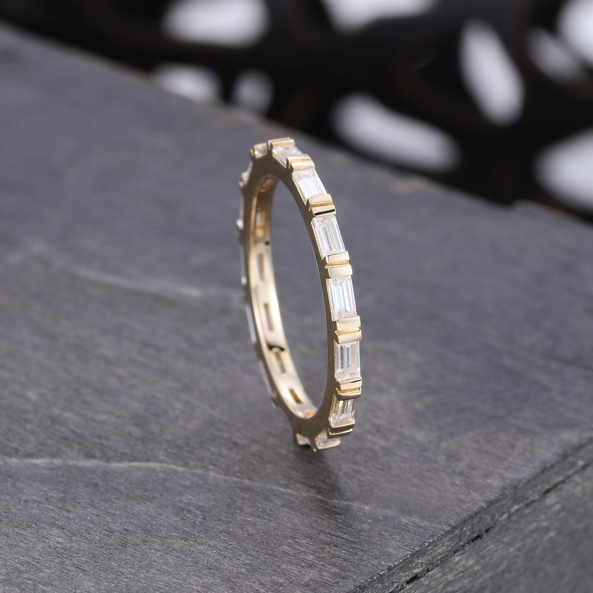 Baguette Cut Bar Set Moissanite Eternity Wedding Band