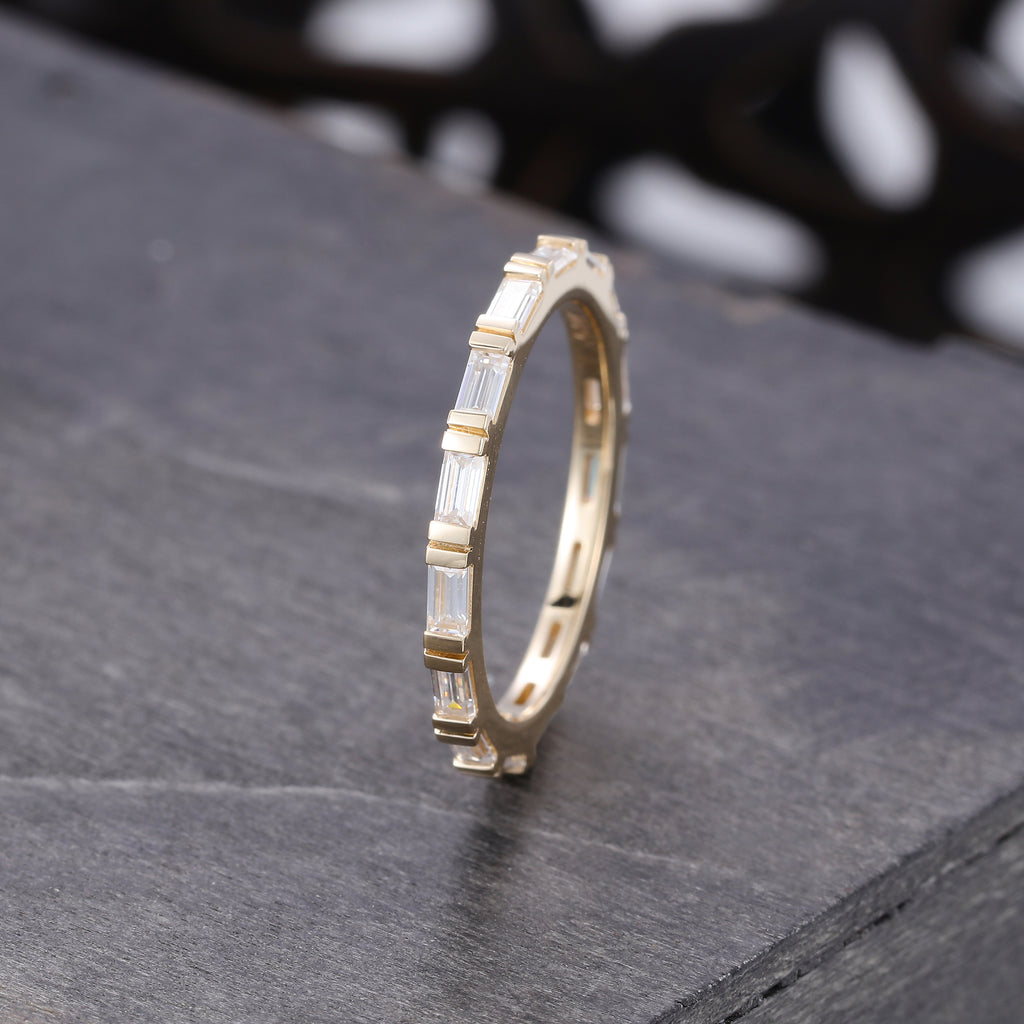 Baguette Cut Bar Set Moissanite Eternity Wedding Band