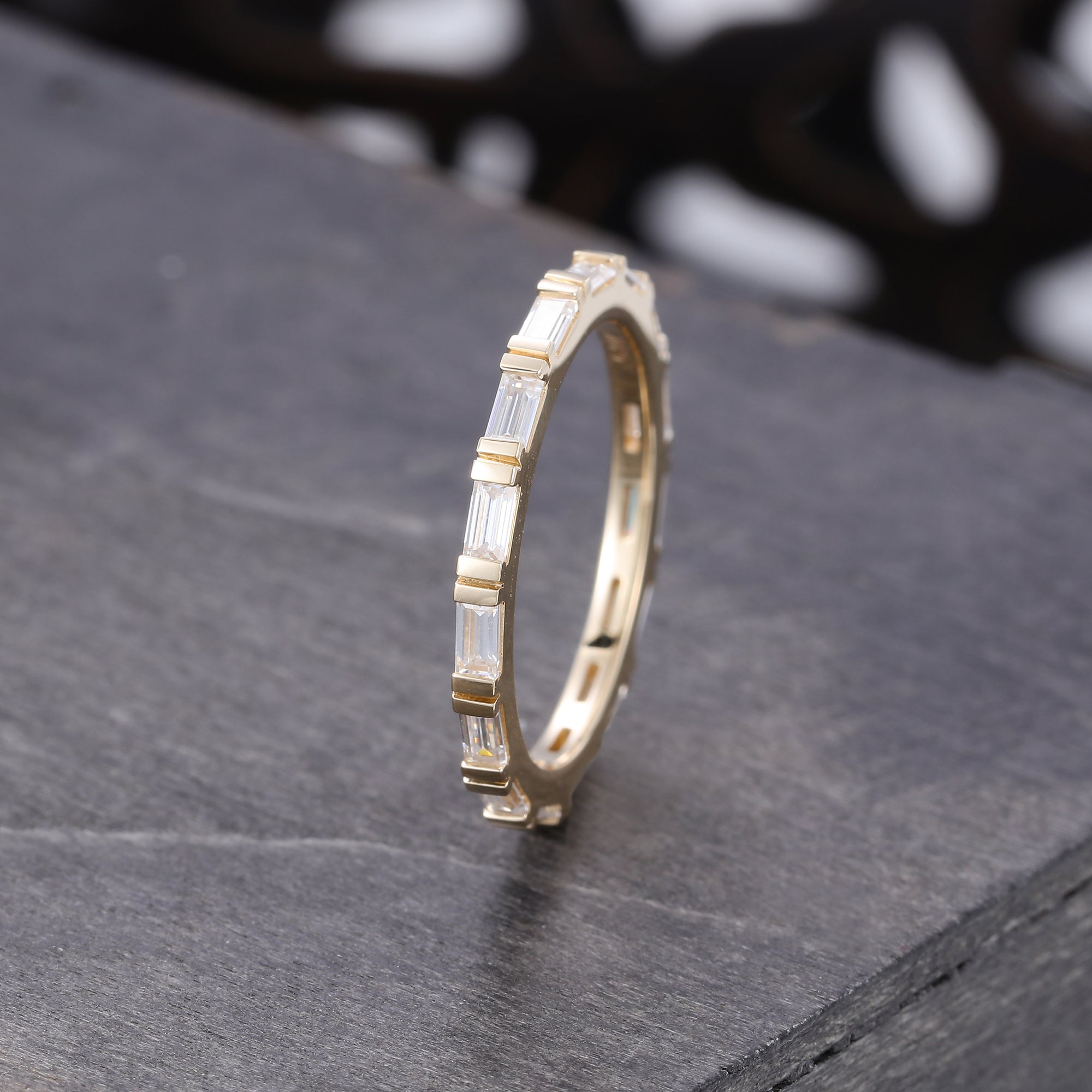 Baguette Cut Bar Set Moissanite Eternity Wedding Band