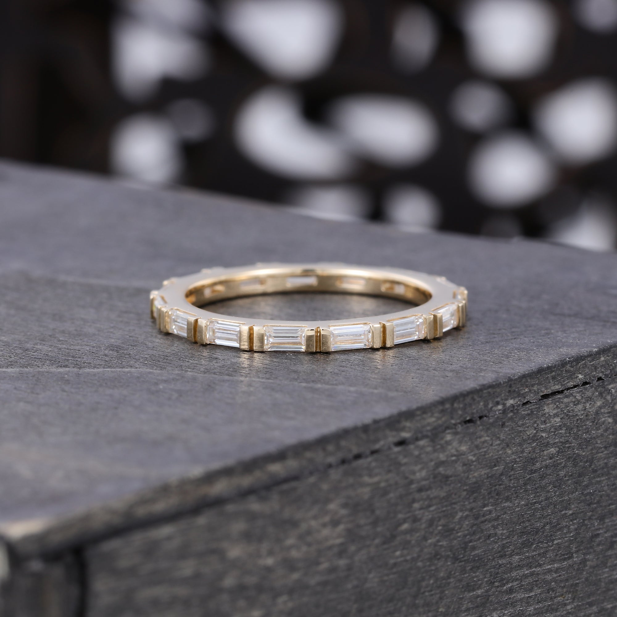 Baguette Cut Bar Set Moissanite Eternity Wedding Band